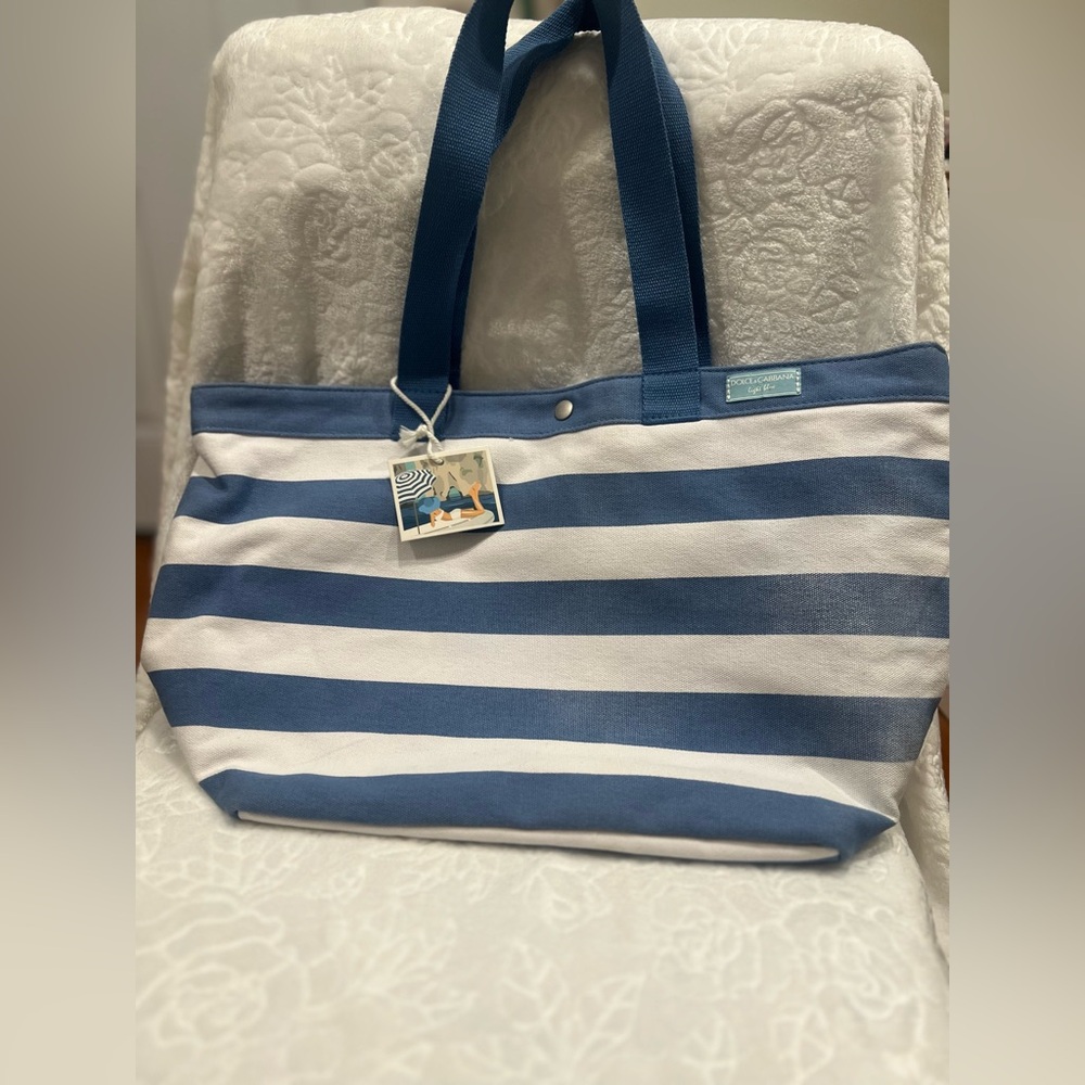 Dolce & Gabbana Navy and White Striped Tote - Picture 7 of 8